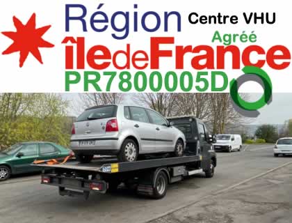 Enlèvement d'épave voiture gratuit sans carte grise en Île-de-France